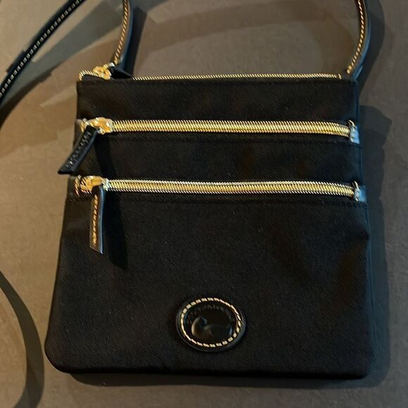 COPY - Dooney and Bourke NWOT Black Nylon and Leather Crossbody Triple Zip. P8 - Picture 3 of 5